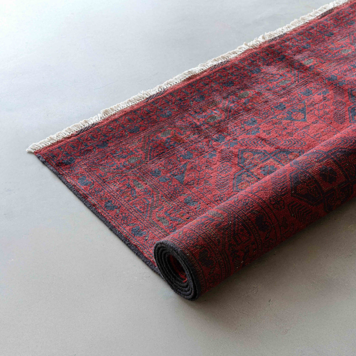 Handcrafted Red Vintage Style Wool Rug