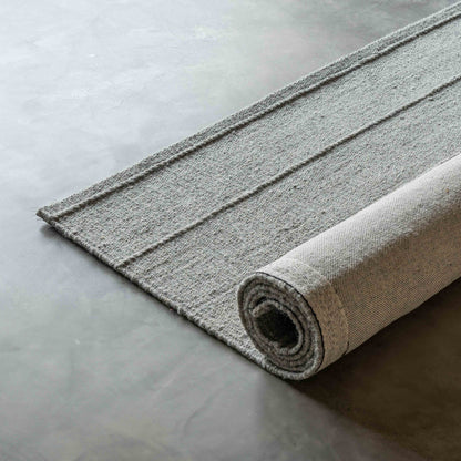 Handcrafted Silver Grey Wool Rug