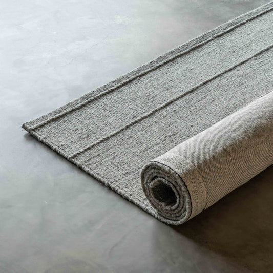 Handcrafted Silver Grey Wool Rug
