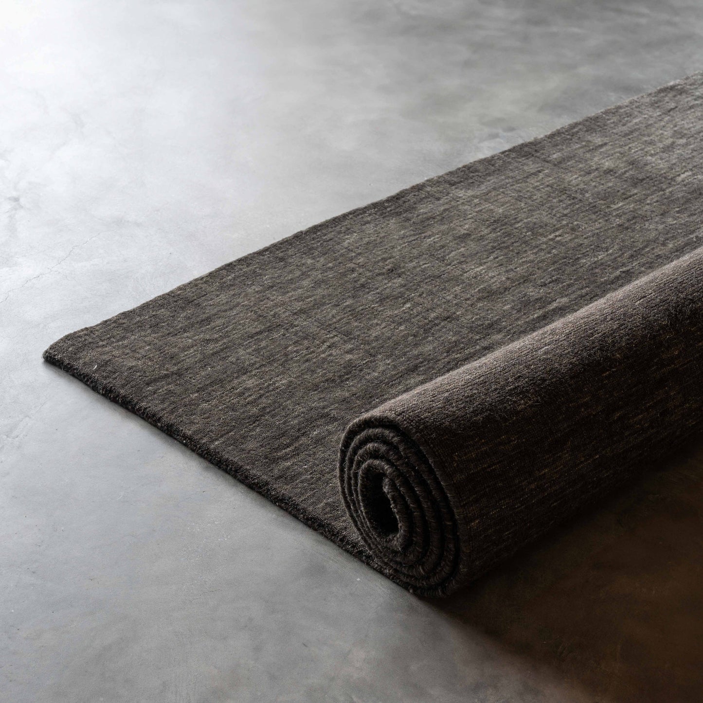 Handcrafted Black and Grey Wool Soft Rug