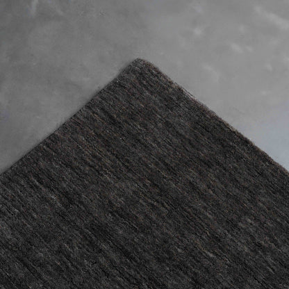 Handcrafted Black and Grey Wool Soft Rug