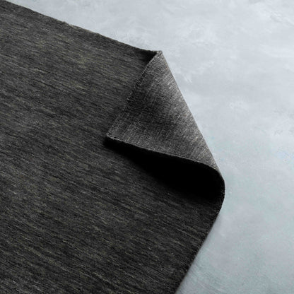 Handcrafted Black and Grey Wool Soft Rug