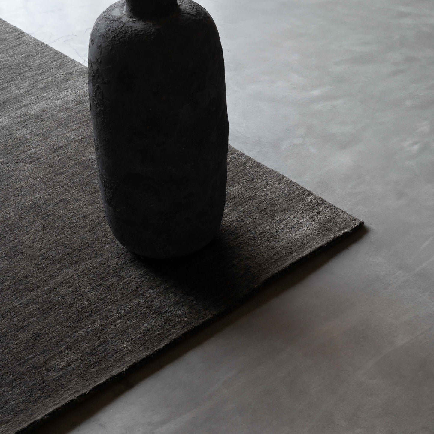 Handcrafted Black and Grey Wool Soft Rug