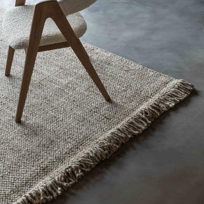 Simplicity Handcrafted Ivory Brown Wool Rug