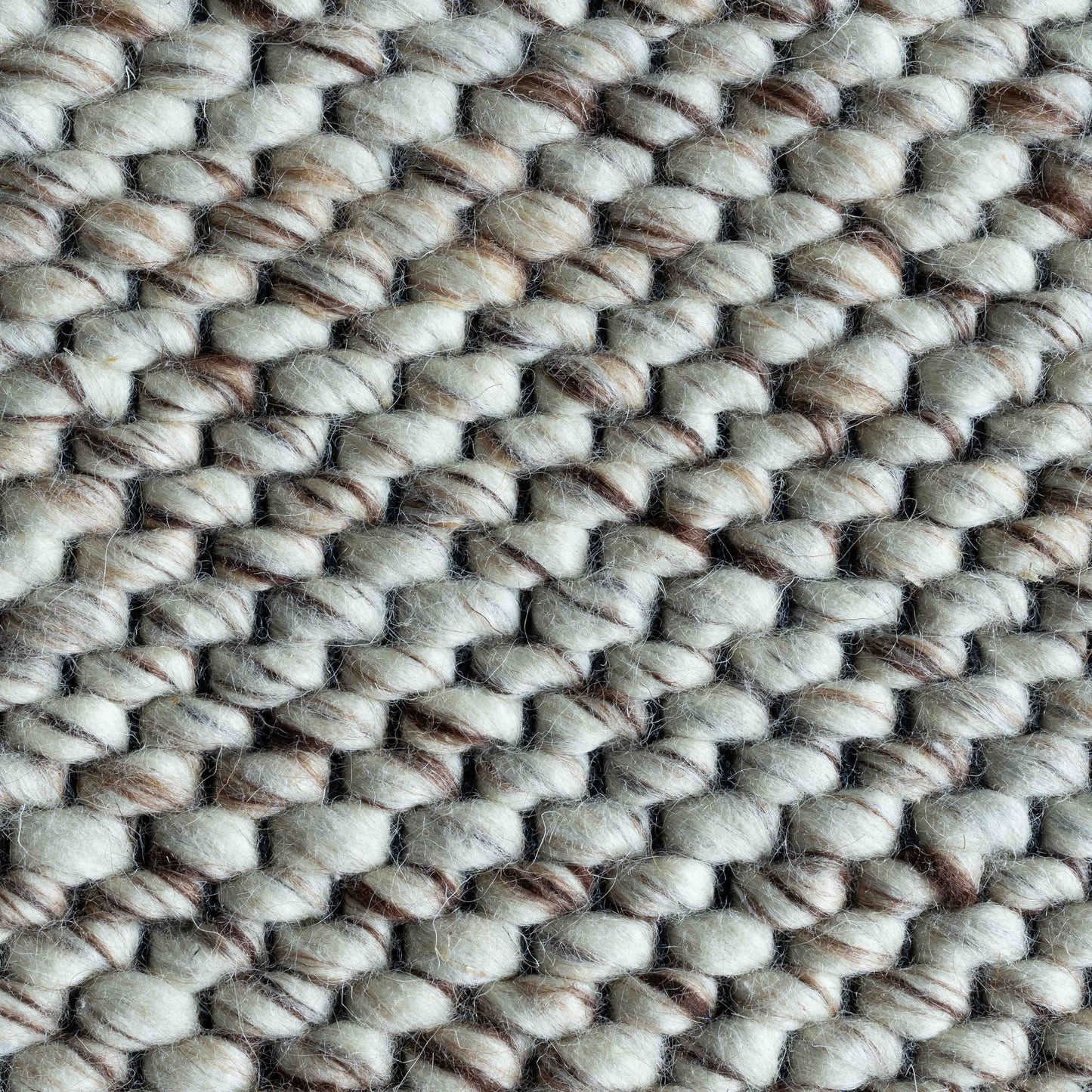 Simplicity Handcrafted Ivory Brown Wool Rug