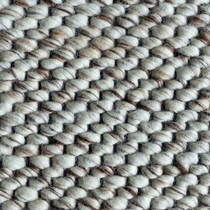 Simplicity Handcrafted Ivory Brown Wool Rug