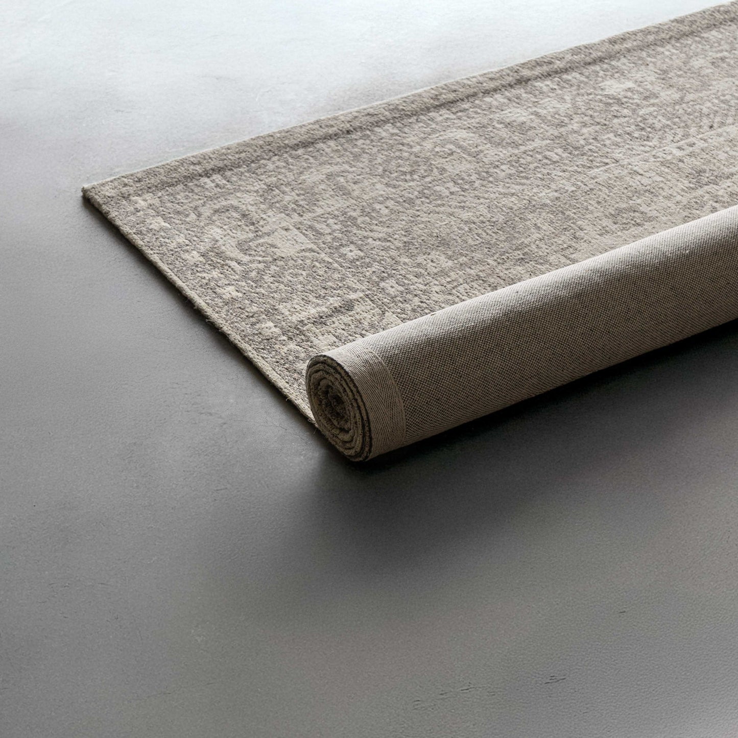 Grey Vintage Style Cotton Woven Rug