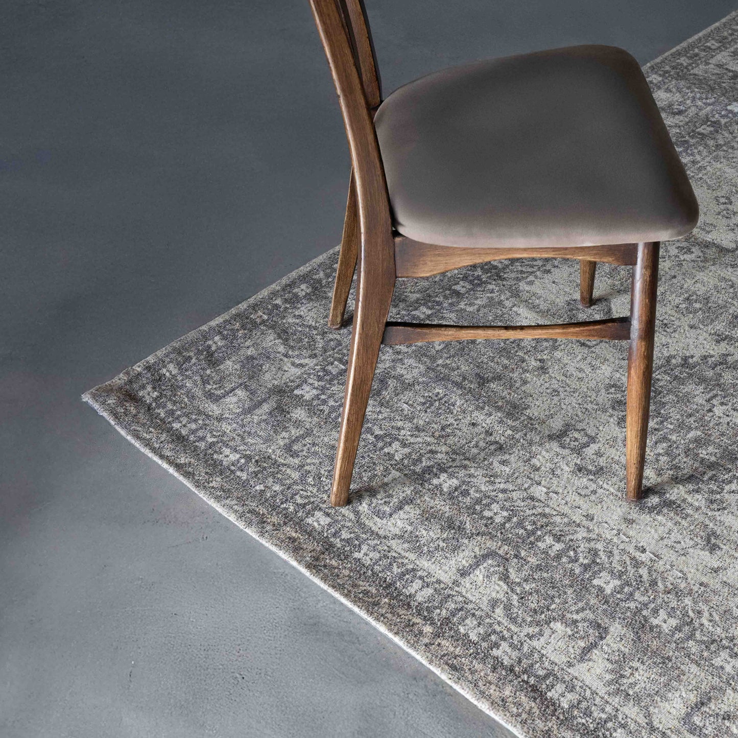 Grey Vintage Style Cotton Woven Rug