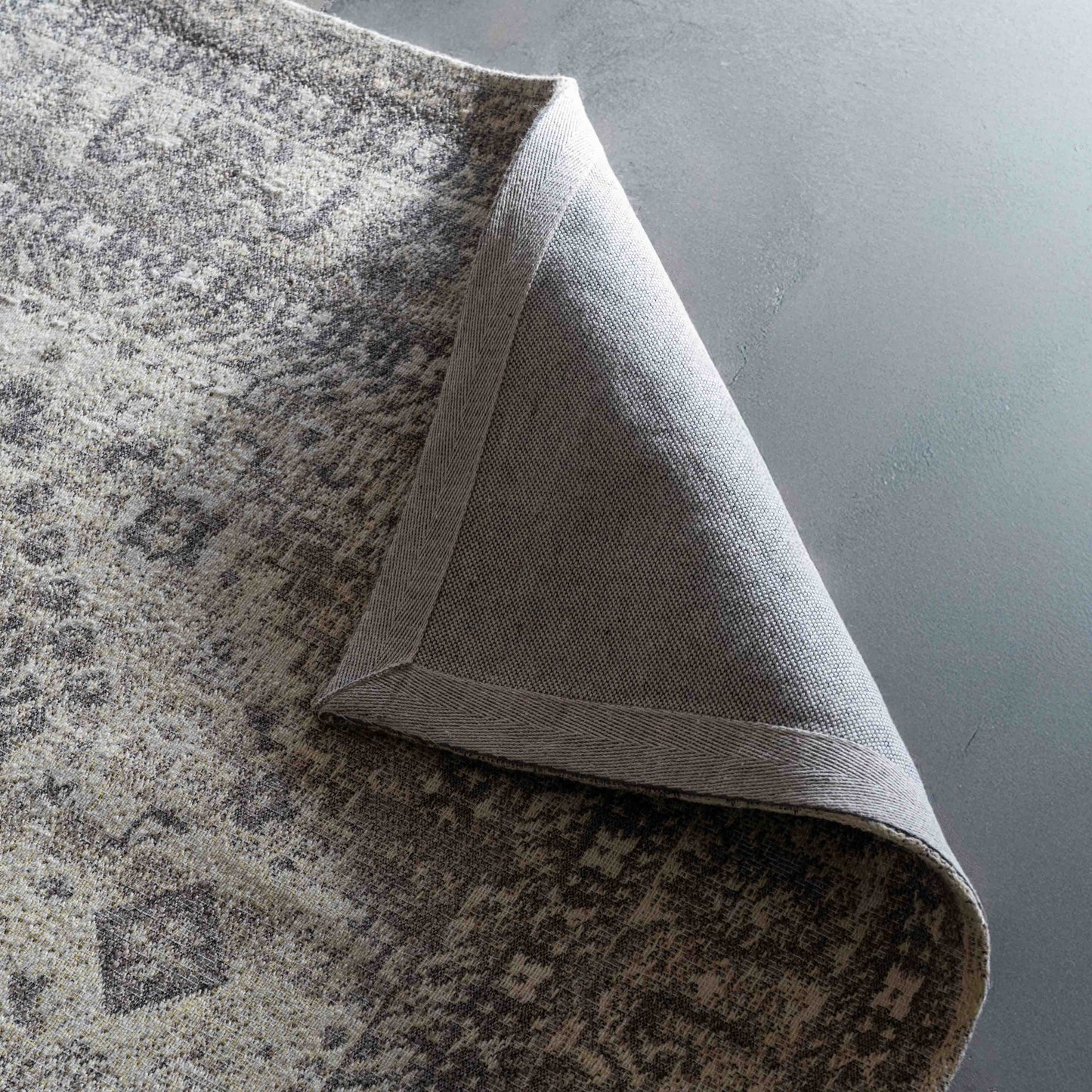 Grey Vintage Style Cotton Woven Rug
