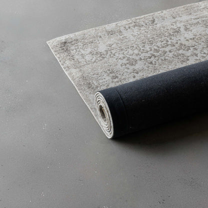 New Silver White Vintage Style Woven Cotton Runner Rug