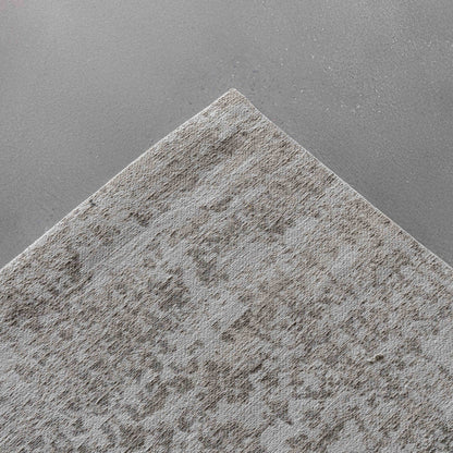 New Silver White Vintage Style Woven Cotton Runner Rug