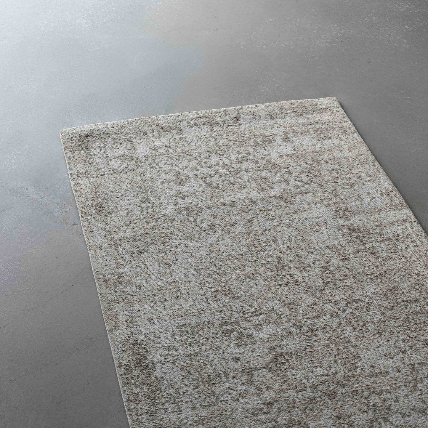 New Silver White Vintage Style Woven Cotton Runner Rug