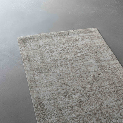 New Silver White Vintage Style Woven Cotton Runner Rug