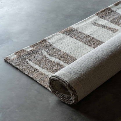 Ivory Brown Handcrafted Beige and Brown Wool Rug -101 Rug
