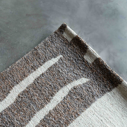 Ivory Brown Handcrafted Beige and Brown Wool Rug -101 Rug