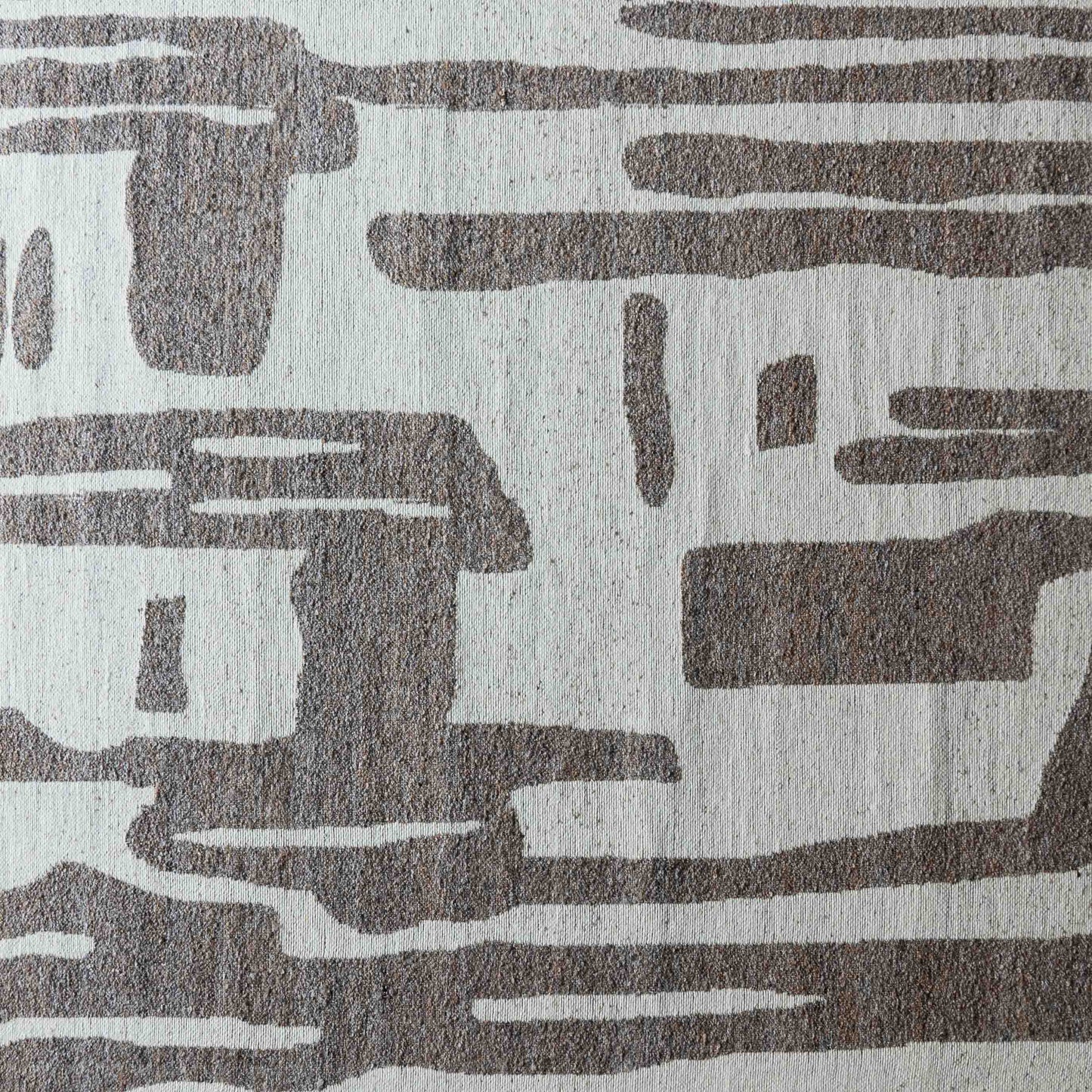 Ivory Brown Handcrafted Beige and Brown Wool Rug -101 Rug