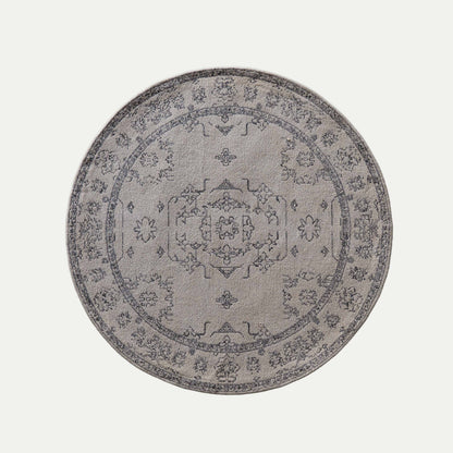 Poet Ivory Cotton Woven Round Rug