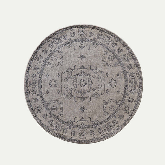 Poet Ivory Cotton Woven Round Rug