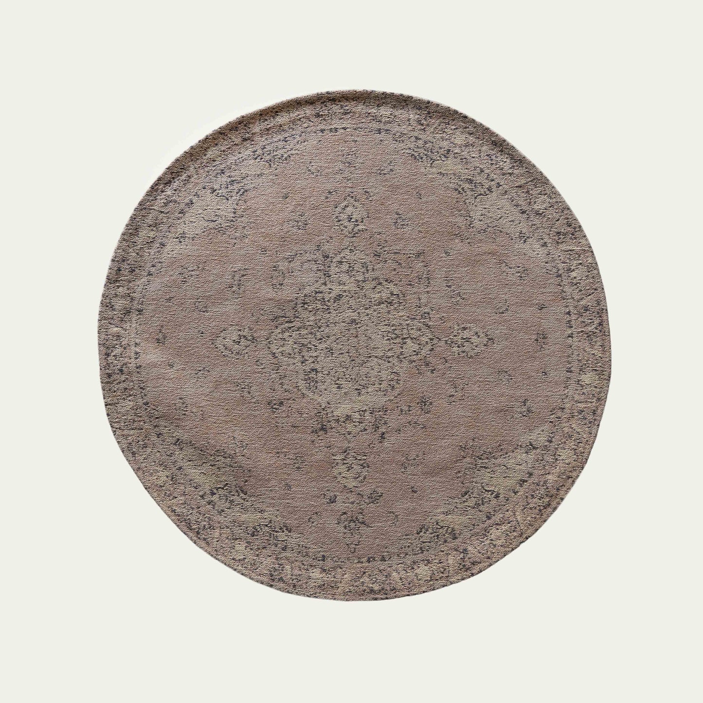 Peach Cotton Woven Round Rug