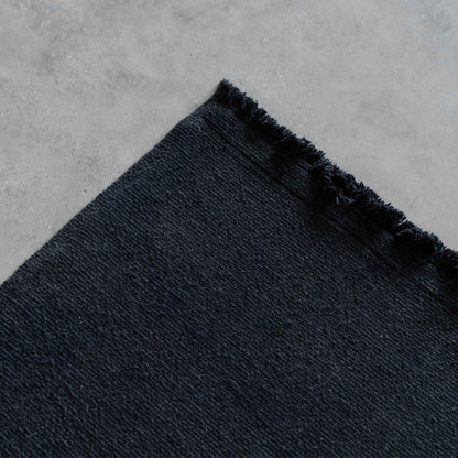 Handmade Black Wool Rug