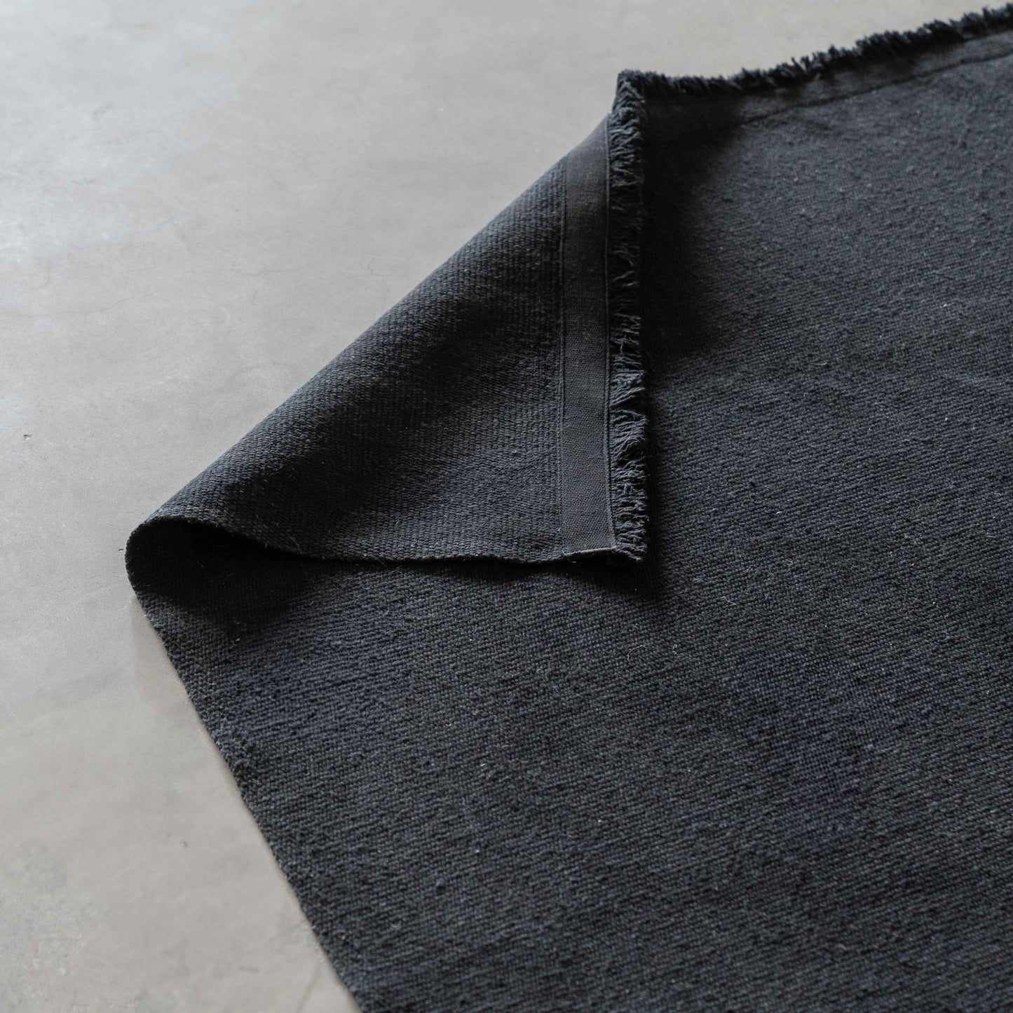 Handmade Black Wool Rug