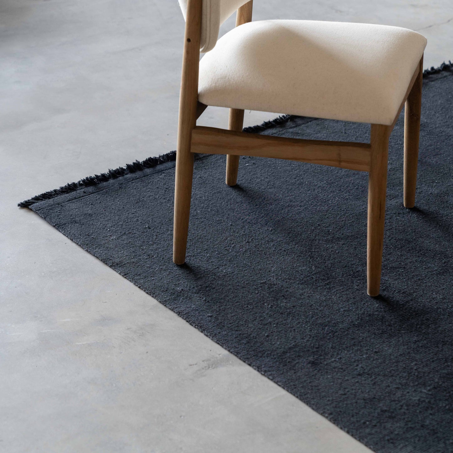 Handmade Black Wool Rug