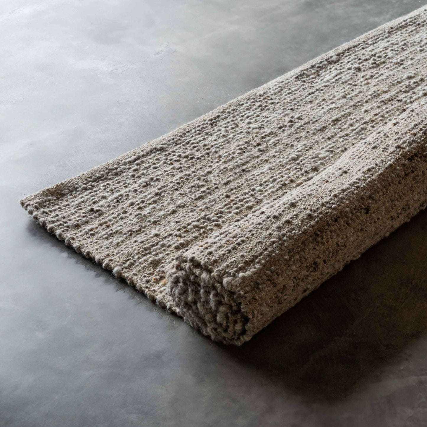Handcrafted Beige and Grey Wool Rug