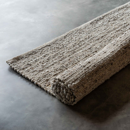 Handcrafted Beige and Grey Wool Rug