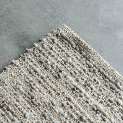 Handcrafted Beige and Grey Wool Rug