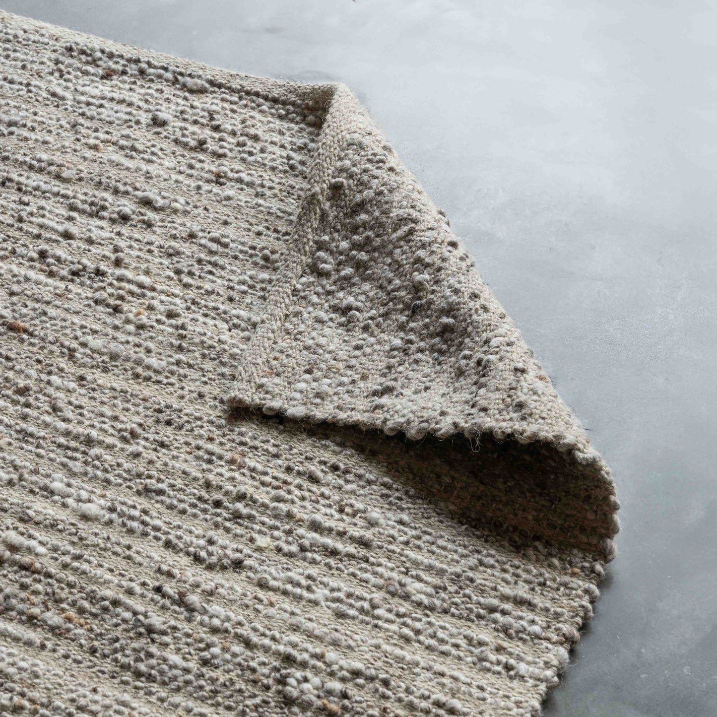 Handcrafted Beige and Grey Wool Rug
