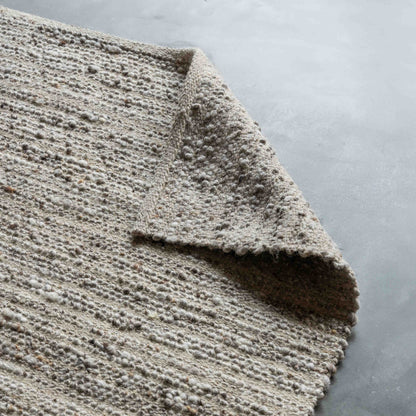 Handcrafted Beige and Grey Wool Rug
