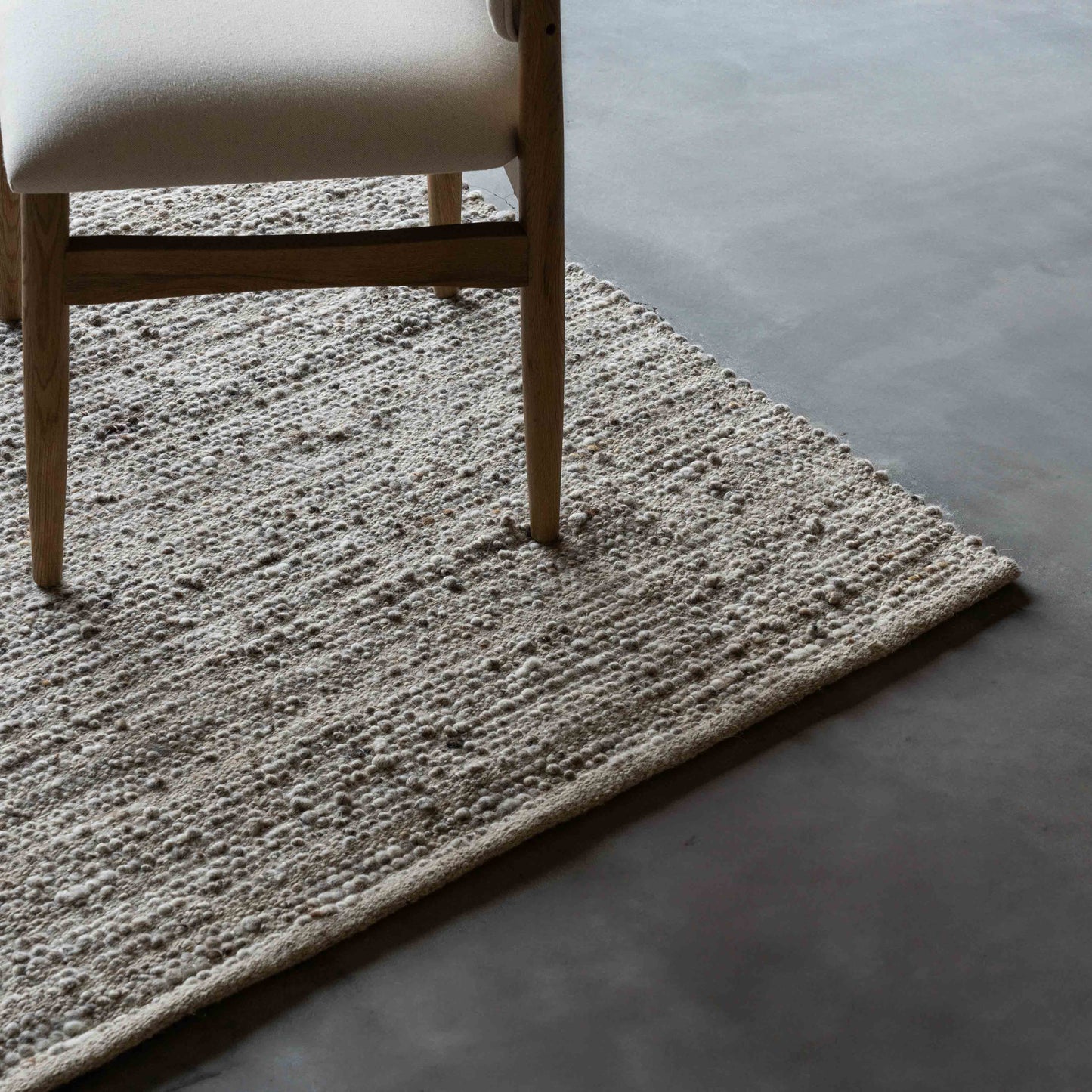 Handcrafted Beige and Grey Wool Rug
