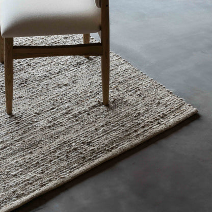 Handcrafted Beige and Grey Wool Rug
