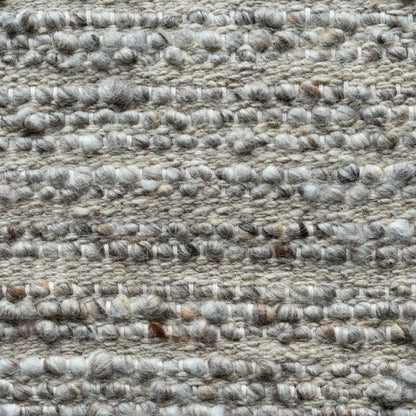 Handcrafted Beige and Grey Wool Rug