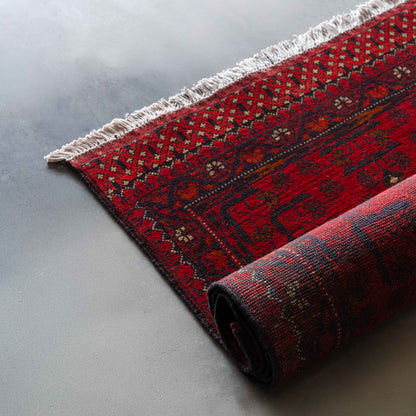 Silken Weave Runner Handcrafted Red Vintage Style Wool Rug