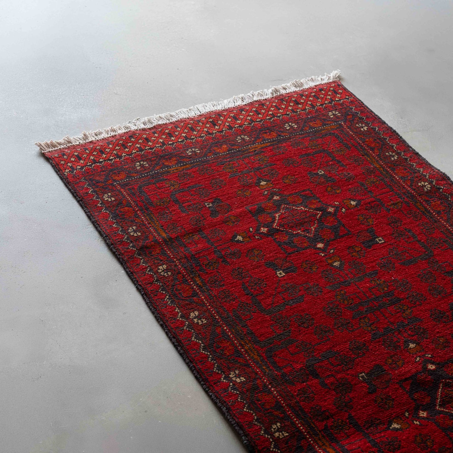 Silken Weave Runner Handcrafted Red Vintage Style Wool Rug