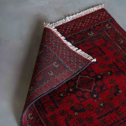 Silken Weave Runner Handcrafted Red Vintage Style Wool Rug