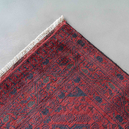 Handcrafted Red Vintage Style Wool Rug
