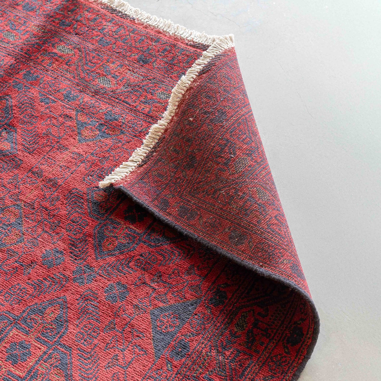 Handcrafted Red Vintage Style Wool Rug