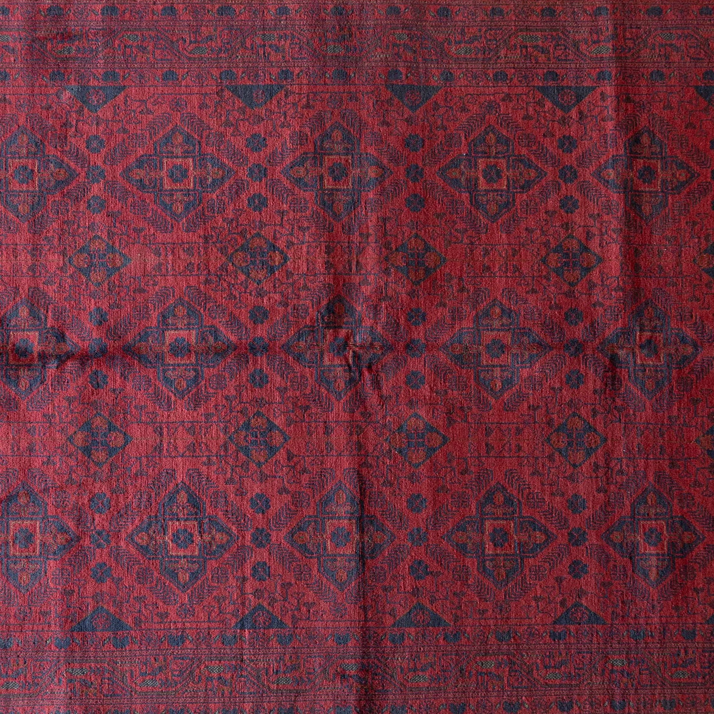 Handcrafted Red Vintage Style Wool Rug